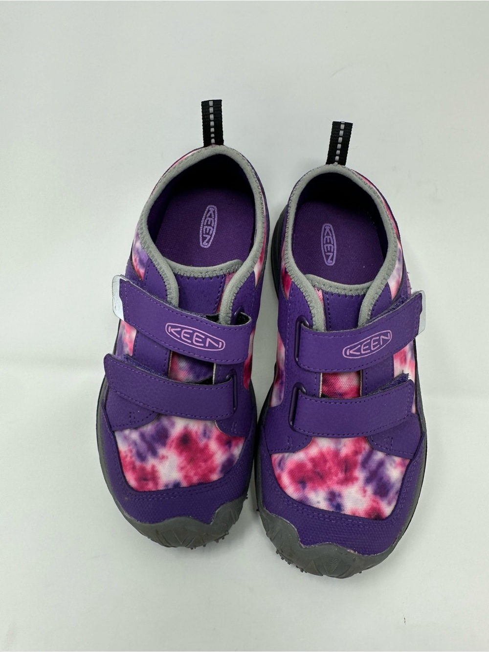 KEEN 101221 Kids Sneaker Purple Pink Gray White Tie Dye Hook & Loop Size 2